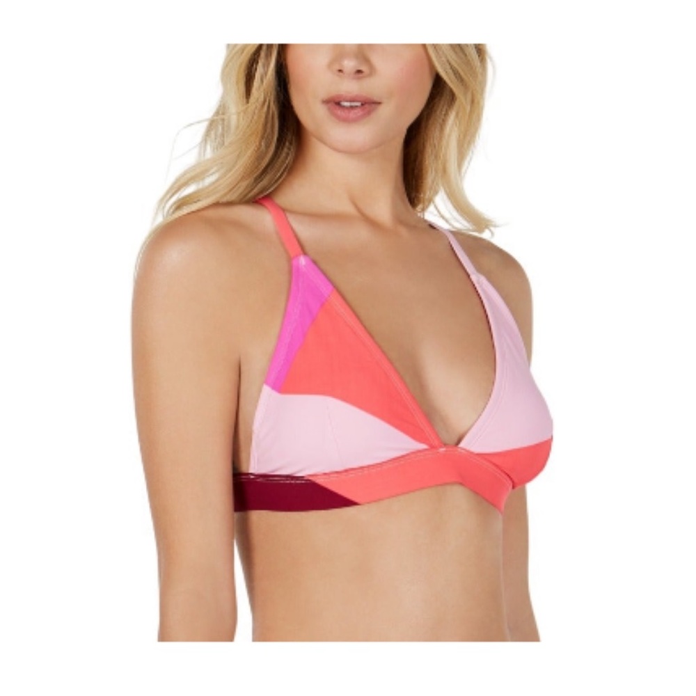 NEW La Blanca Sips & Slices Colorblocked Cross-Back Bikini Top